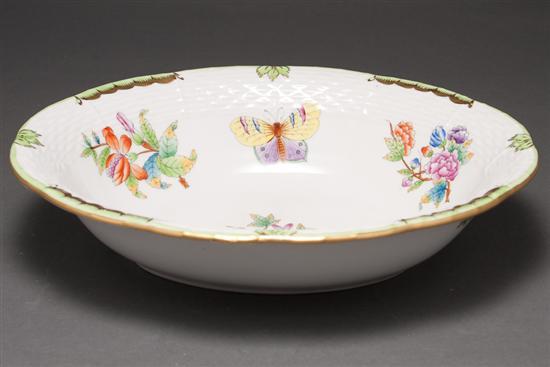 Appraisal: Herend porcelain serving dish in the Queen Victoria pattern butterfly