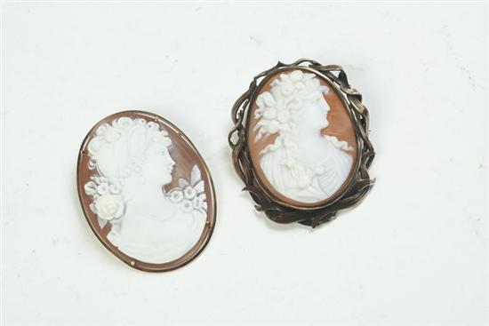 Appraisal: TWO CAMEOS Late th-early th century One oval cameo of