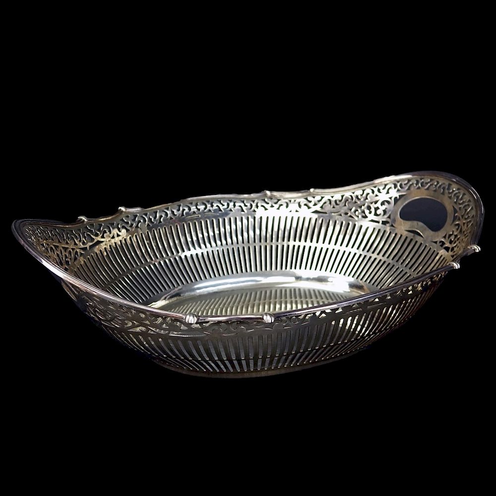 Appraisal: Silver Bowl A Fine Silver Reticulated Two Handle Oval Bowl