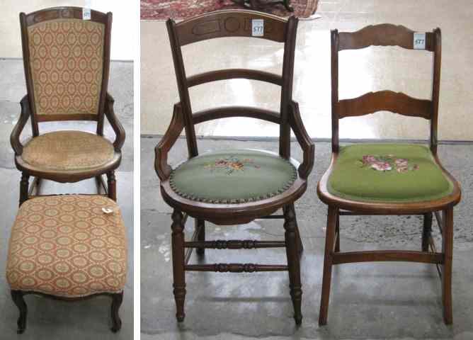 Appraisal: FOUR ARTICLES OF VICTORIAN SEATING FURNITURE American last quarter of