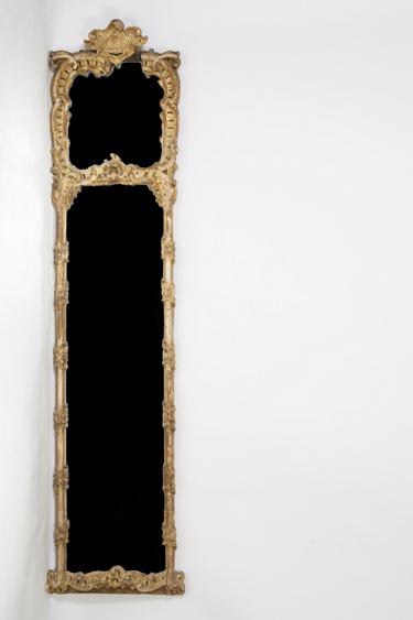 Appraisal: A CONTINENTAL GILTWOOD AND PAINTED PIER MIRROR of rococo design