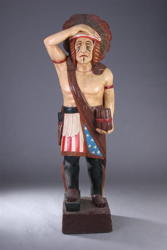 Appraisal: CARVED AND POLYCHROMED CIGAR STORE INDIAN th century In typical