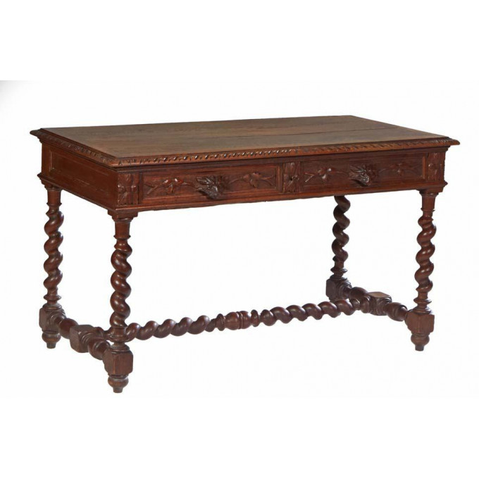 Appraisal: French Henri II Style carved Cherry writing table c the