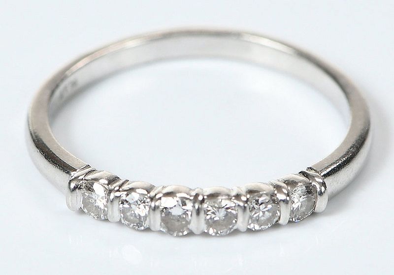 Appraisal: Platinum Diamond Ring six round brilliant diamonds estimated total weight