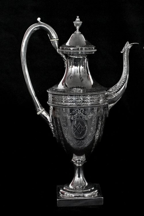 Appraisal: A George III silver hot water jug maker's mark rubbed