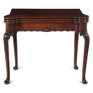 Appraisal: An Irish George II Mahogany Triple-Fold Game Table Late th