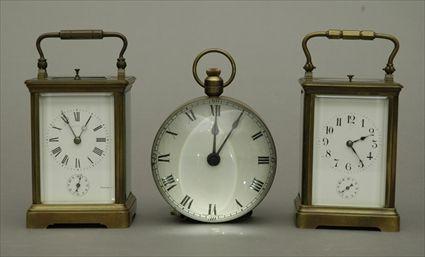 Appraisal: French Brass Carriage Clock Retailed by Tiffany Co Together with