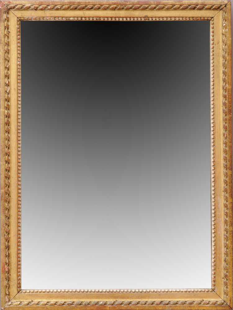 Appraisal: LOUIS XVI GILTWOOD MIRROR The rectangular mirror plate within a