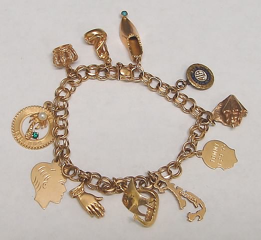 Appraisal: KY long bracelet with charms most are K gtw S