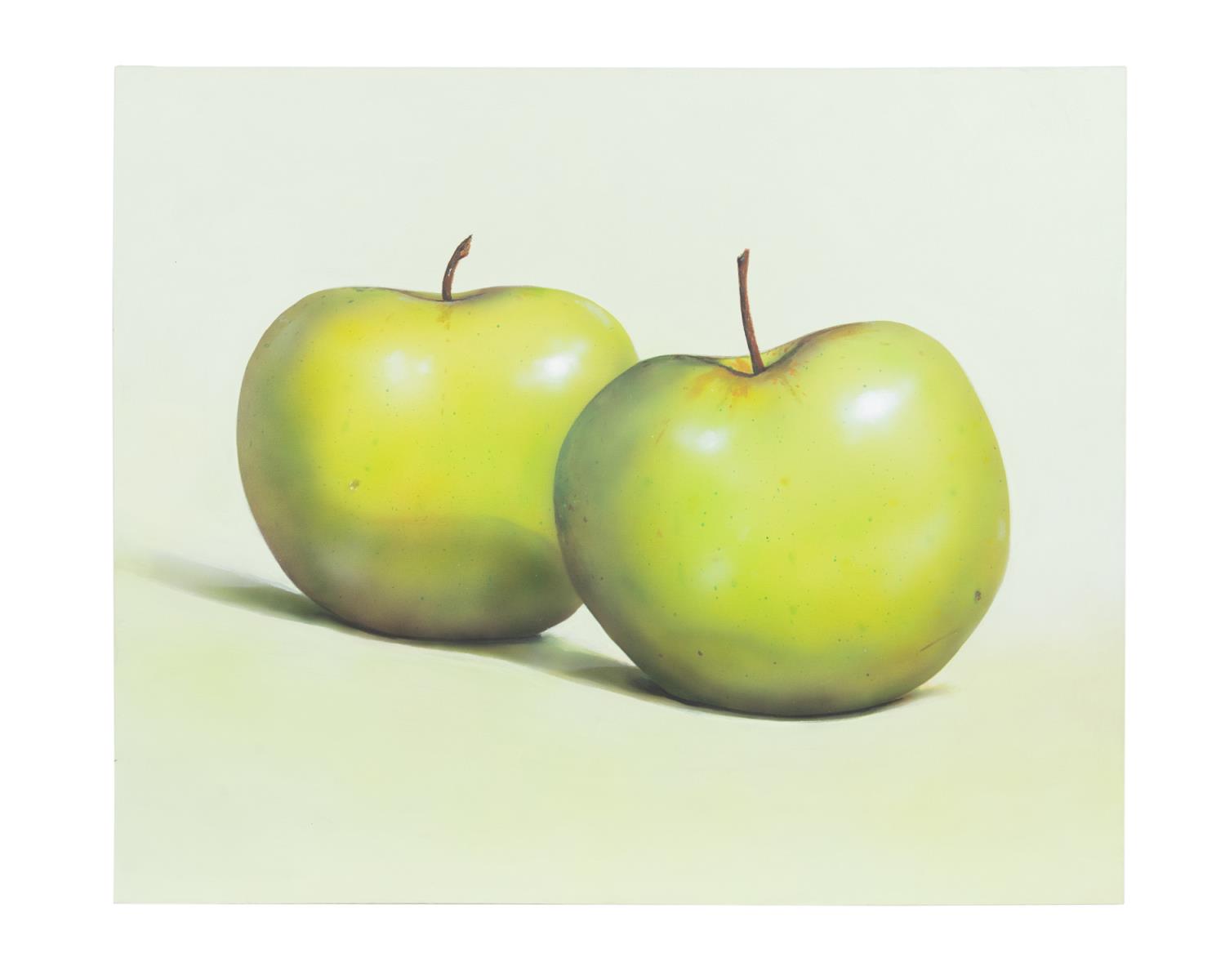 Appraisal: TOM SEGHI PHOTOREALIST GREEN APPLES O C Tom Seghi American