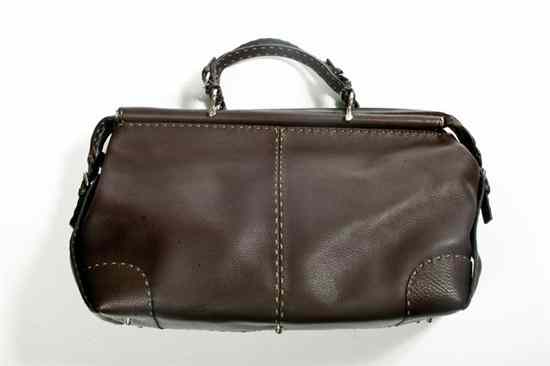 Appraisal: FENDI BROWN LEATHER SELLERIA HANDBAG Contemporary serial N - --