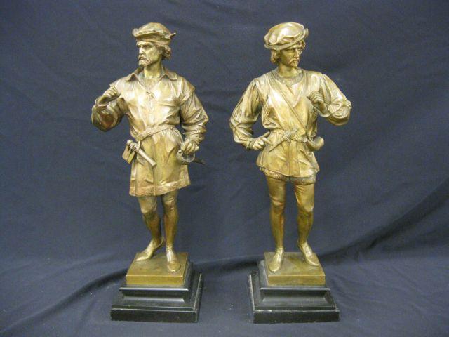 Appraisal: Pair of Victorian Bronze Statues of Men tall plus black