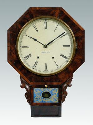 Appraisal: Chauncy Jerome wall clock octagonal mahogany and mahogany veneer case