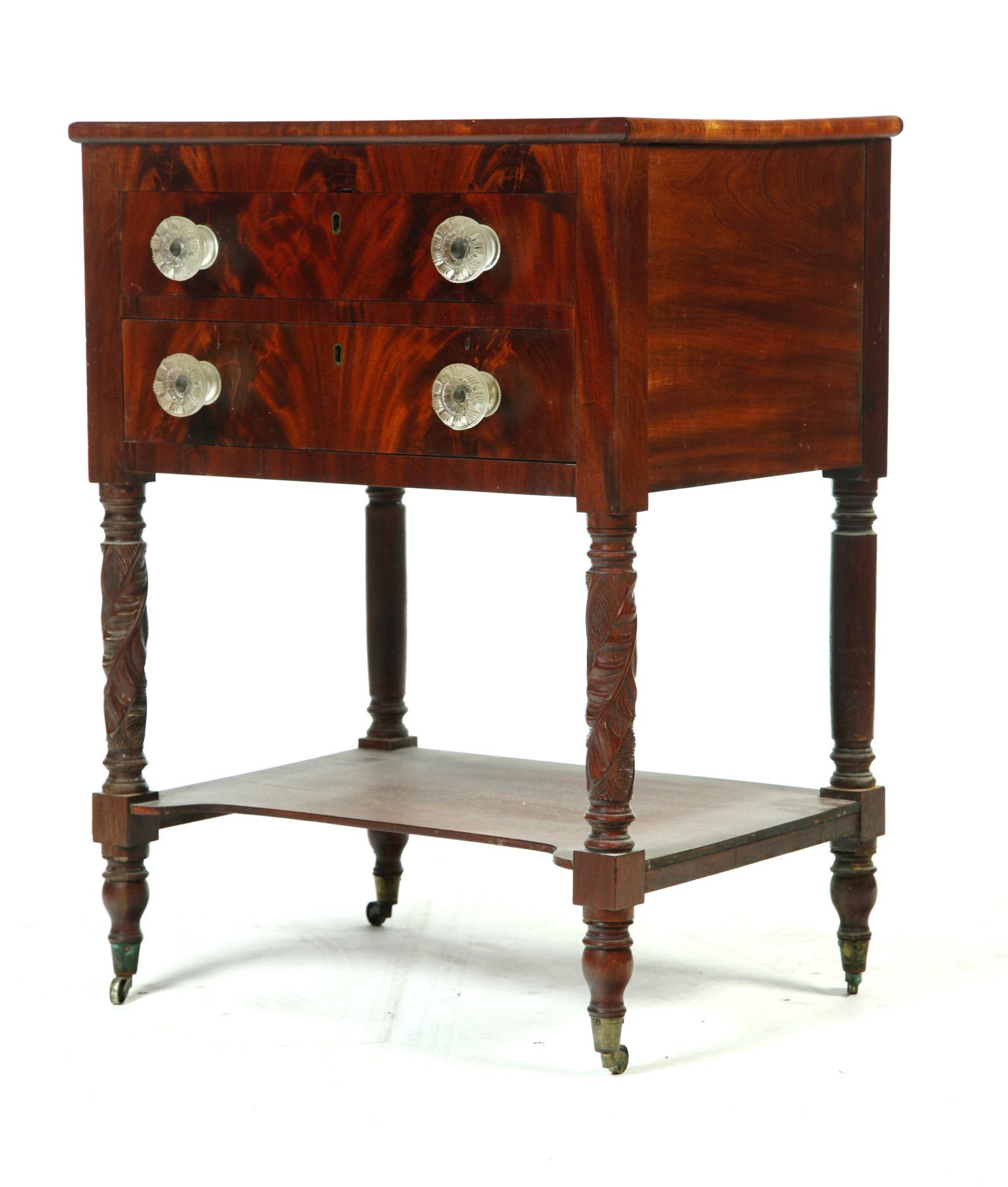 Appraisal: EMPIRE TWO-DRAWER WORK TABLE American nd quarter- th century mahogany