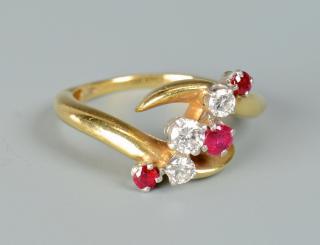 Appraisal: K yellow gold plat ruby and diamond ring k yellow