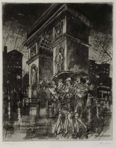 Appraisal: JOHN SLOAN Easter Eve Washington Square Etching and aquatint x