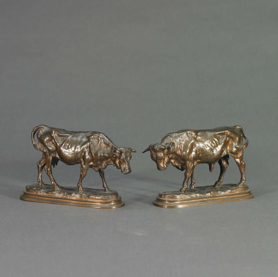 Appraisal: SMALL PAIR OF BOVINE FIGURES After Isidore Jules Bonheur French