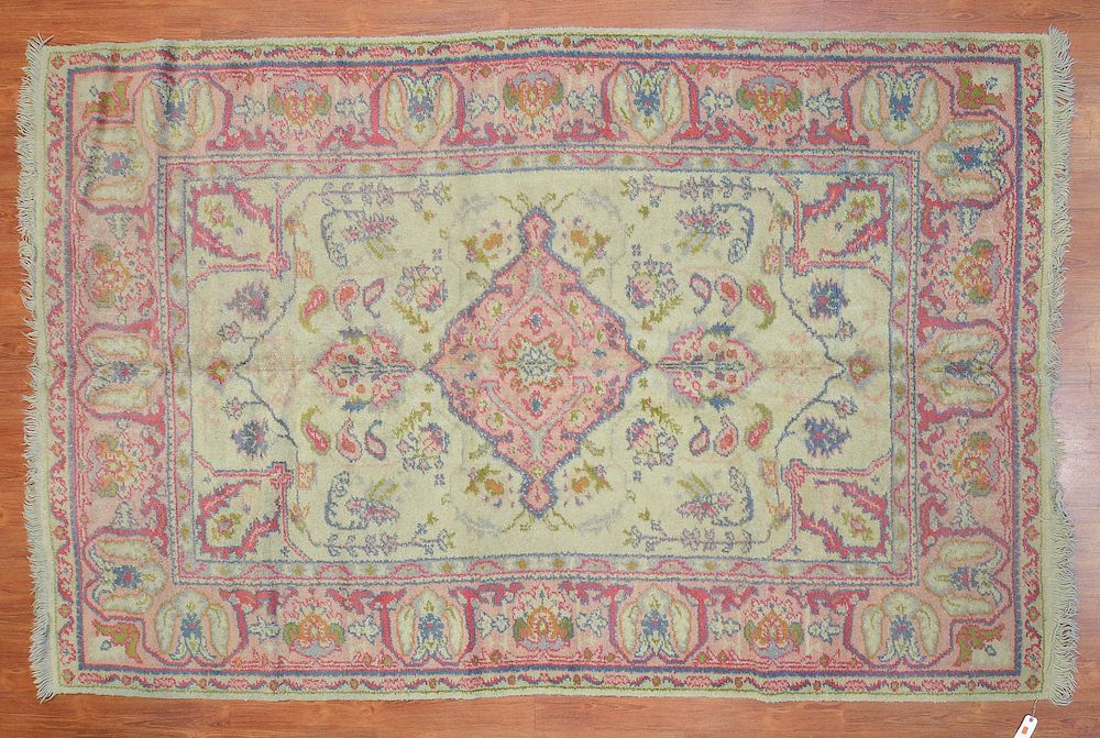 Appraisal: Antique Turkish Oushak rug approx x Turkey circa Condition Needs