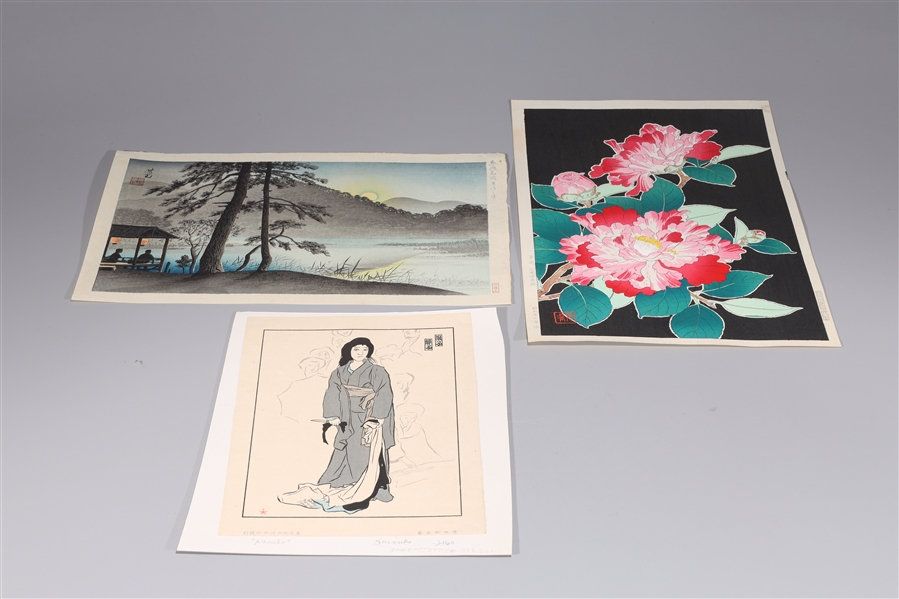 Appraisal: Group of three Japanese woodblock prints by various artists as-is