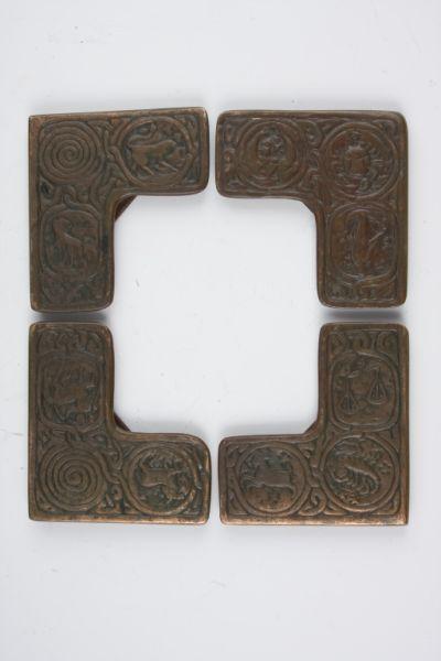 Appraisal: Tiffany Studios Bronze Blotter Corners Zodiac pattern all twelve signs