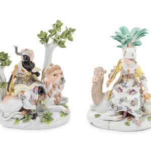 Appraisal: A Pair of Meissen Porcelain Figural Groups th Century each