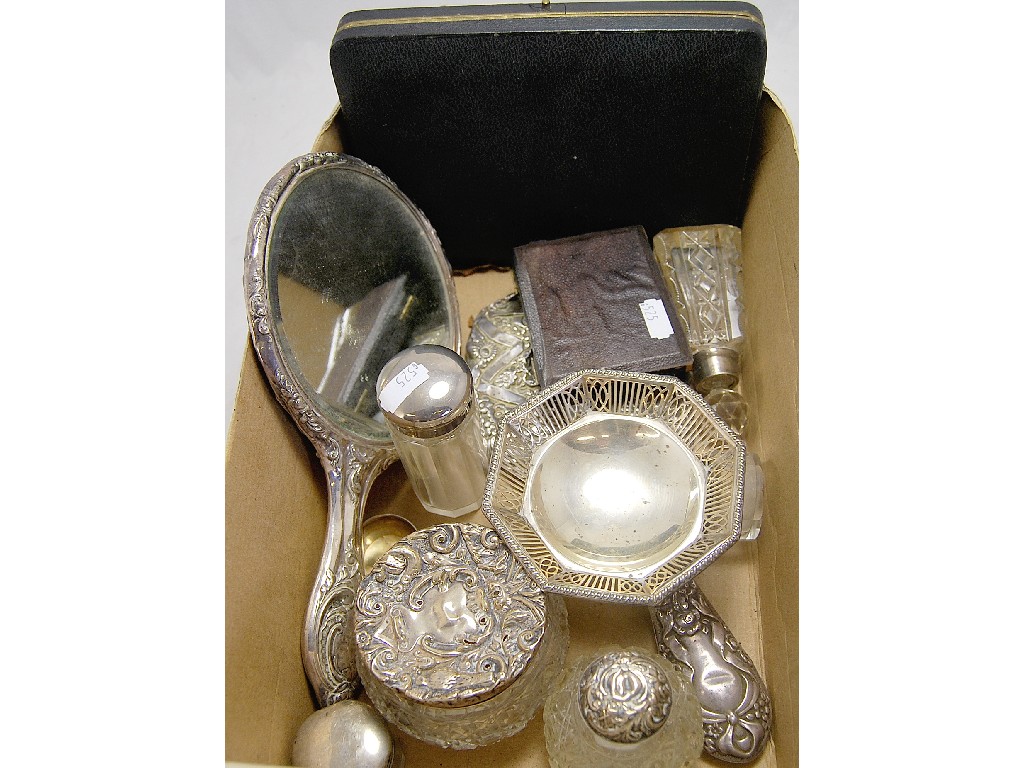 Appraisal: Mixed lot including cased knives toilette bottles mirrors bonbon dish