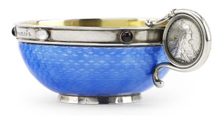 Appraisal: A Faberg silver and guilloch enamel charka St Petersburg circa