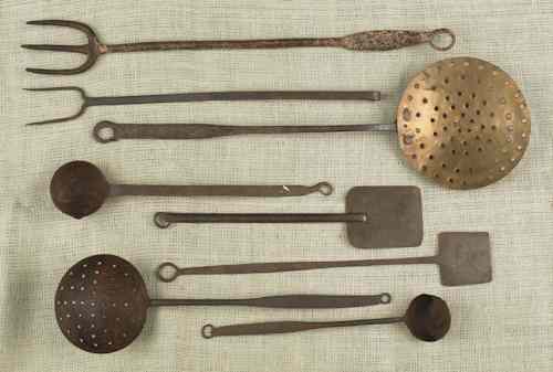 Appraisal: Iron utensils to include flesh forks ladles etc