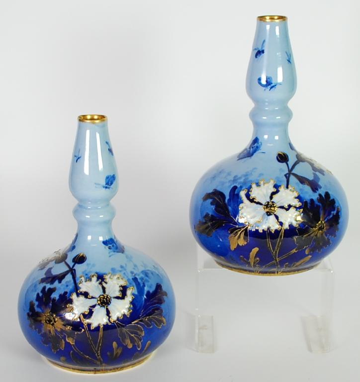 Appraisal: PAIR OF TURN BOHEMIA ERNST WAHLISS PORCELAIN BOTTLE SHAPE VASES