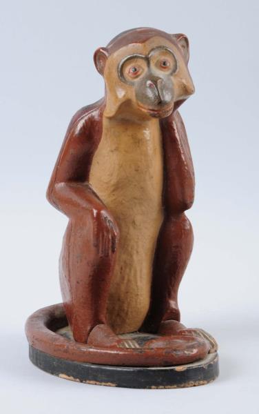 Appraisal: Cast Iron Sitting Monkey Doorstop Full-figure Full bodied exquisite detail