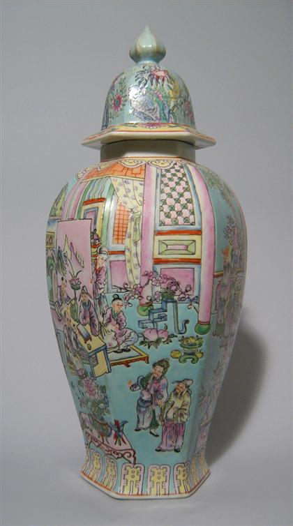 Appraisal: Chinese Export famille rose covered vase th century Of baluster