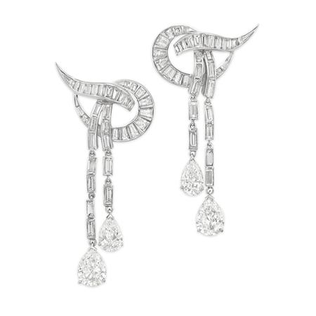 Appraisal: Pair of Diamond Pendant-Earrings Estimate -