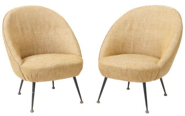 Appraisal: pair Italian mid-century modern armchairs c s having curved back