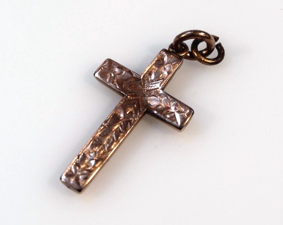 Appraisal: A ct gold cross part textured with ring top cm