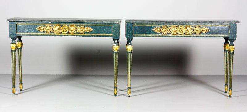 Appraisal: - Pair Marble Top Console Tables Pair of console tables