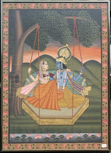 Appraisal: KRINAGARTH INDIAN WATERCOLOR ON PAPER th Century unsigned Radha Krishna