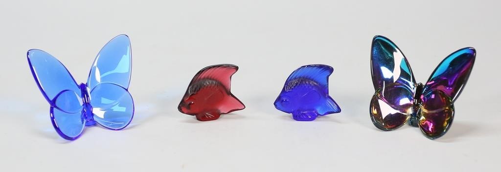 Appraisal: crystal animals Lalique crystal fish red and blue each signed