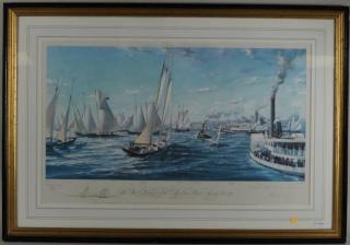 Appraisal: John Mecray The First Defense Sailing Print John Mecray American