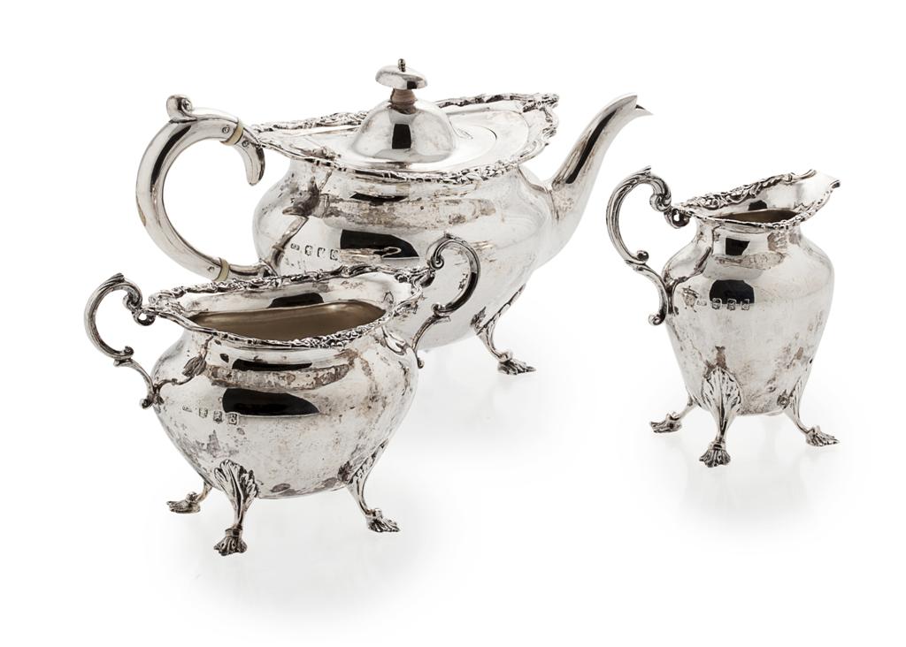 Appraisal: A three piece small tea service JF Glasgow of oval