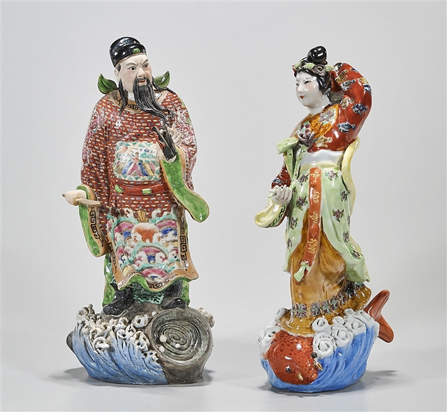 Appraisal: Two Chinese enameled porcelain figures x x larger approx Condition