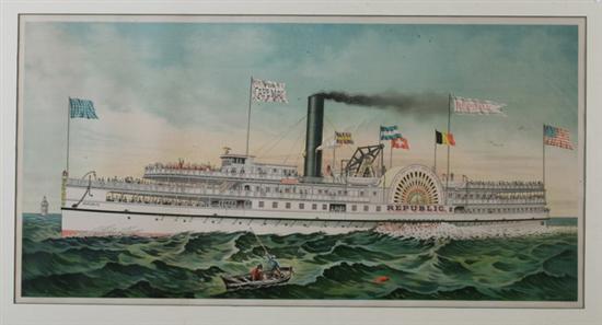 Appraisal: PRINT OF THE STEAMSHIP REPUBLIC BOUND FOR CAPE MAY Lithograph