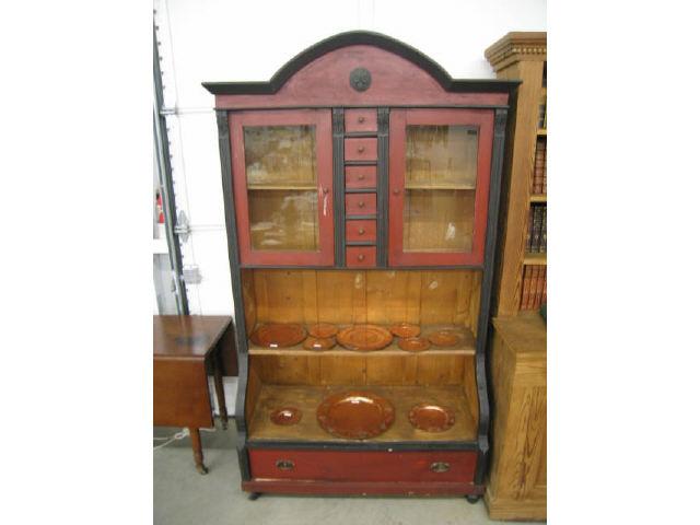 Appraisal: Pine Cupboard doors drawers over three lower shelves drawer at