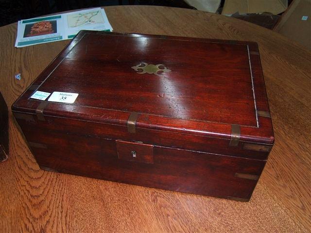 Appraisal: A Victorian mahogany brass inlaid box x