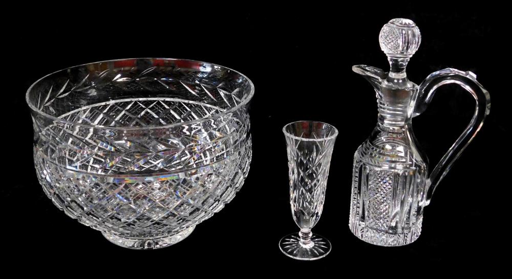 Appraisal: GLASS Three pieces of cut crystal including Waterford details include