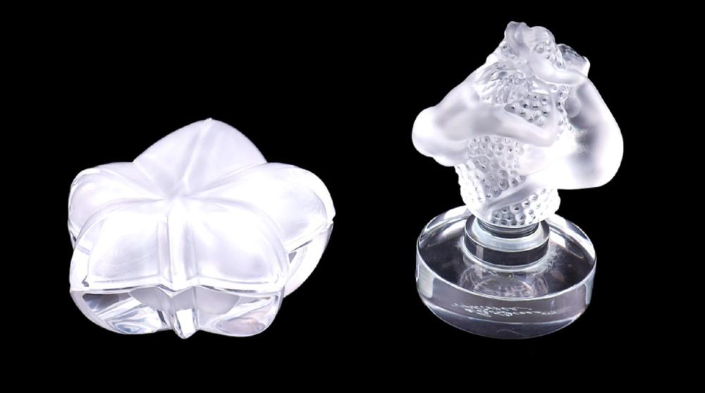 Appraisal: FRENCH CRYSTAL TABLE ORNAMENTS LALIQUE SEVRESTwo French crystal table ornaments