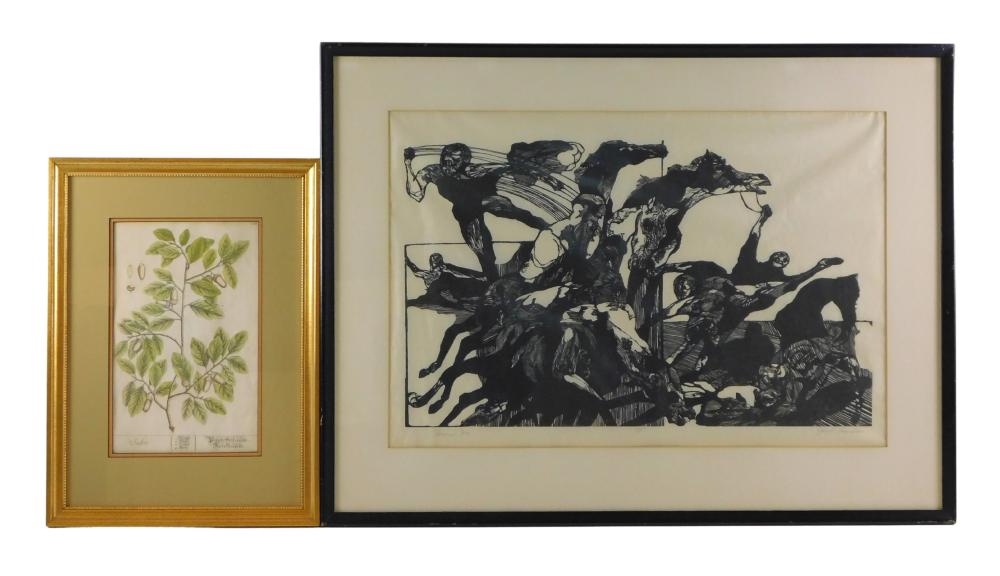 Appraisal: TH C BOTANICAL PRINT AND WOODCUT BY JOCOB LANDAU BOTH