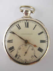 Appraisal: A th c silver key wind pocket watch with white