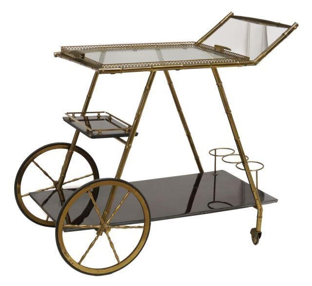 Appraisal: French mid-century modern two-tier service bar cart mid th c