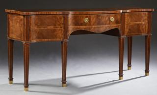 Appraisal: Georgian Style Inlaid and Banded Mahogany Bowfront Sideboard th c