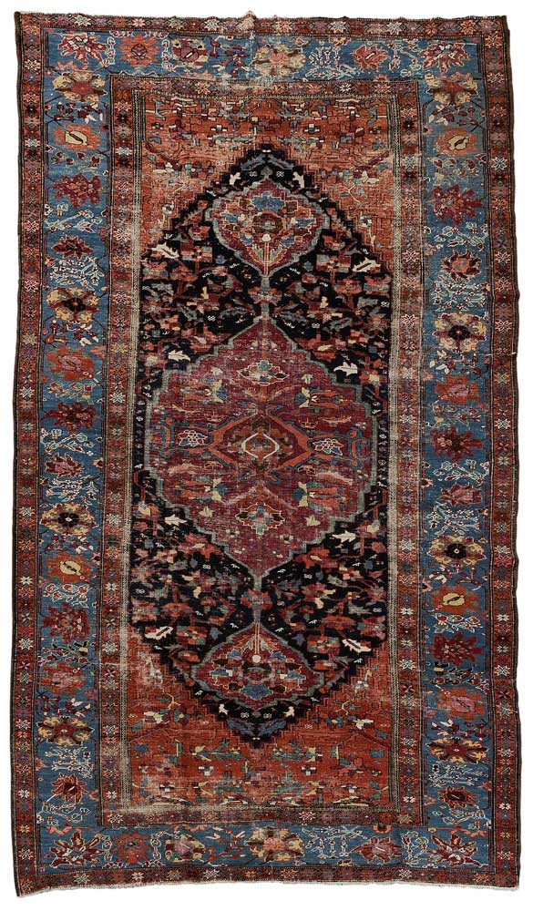 Appraisal: Heriz Carpet Persian th century large central medallion with pendants